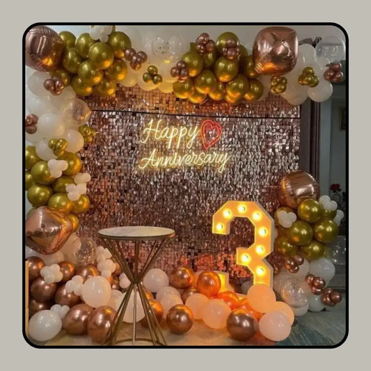 Rose Gold & Champagne Shimmer Milestone Backdrop Set