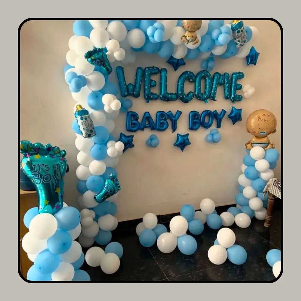 Luxury "It's a Boy" Welcome Home Decor | Premium Blue & Gold Newborn Celebration Suite