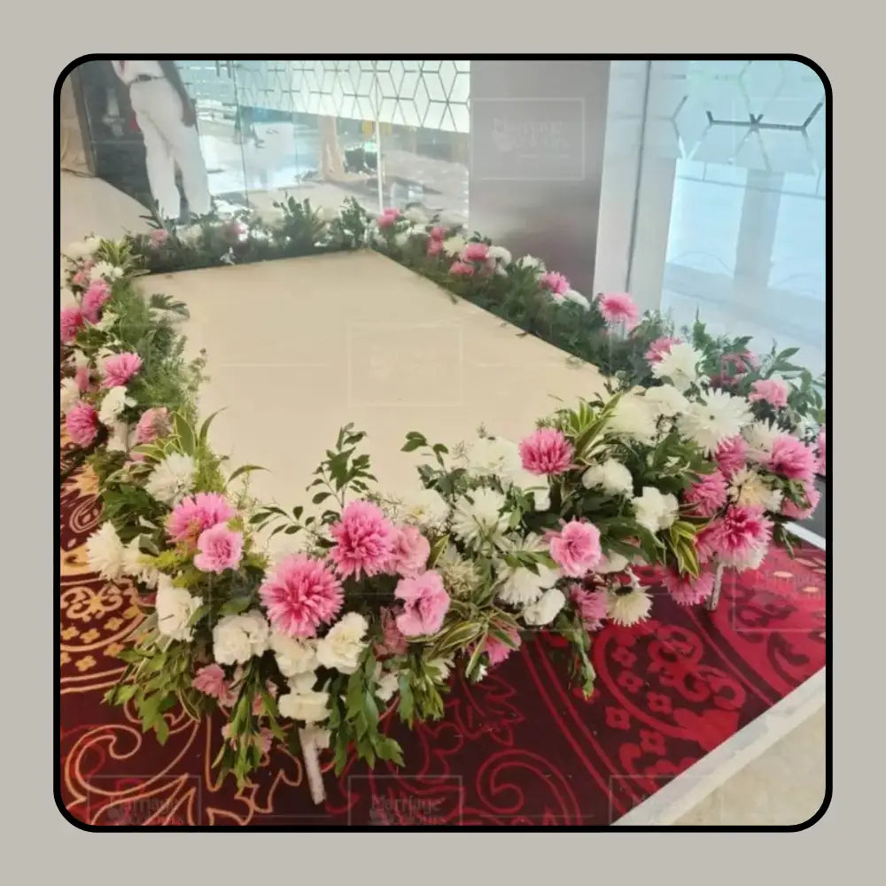 Elegant Pink and White Fresh Flower Phoolon ki Chadar for Bridal Entry