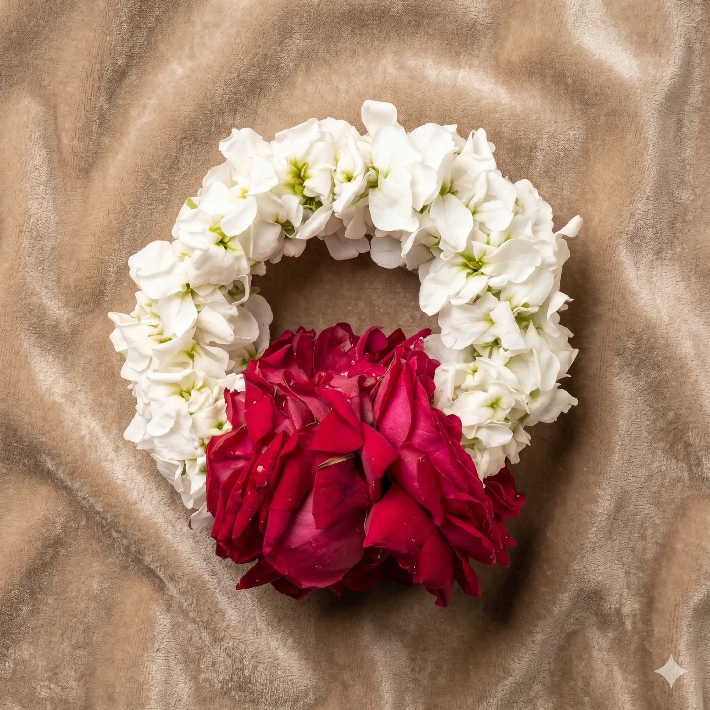 Classic White Jasmine & Crimson Rose Fresh Floral Gajra