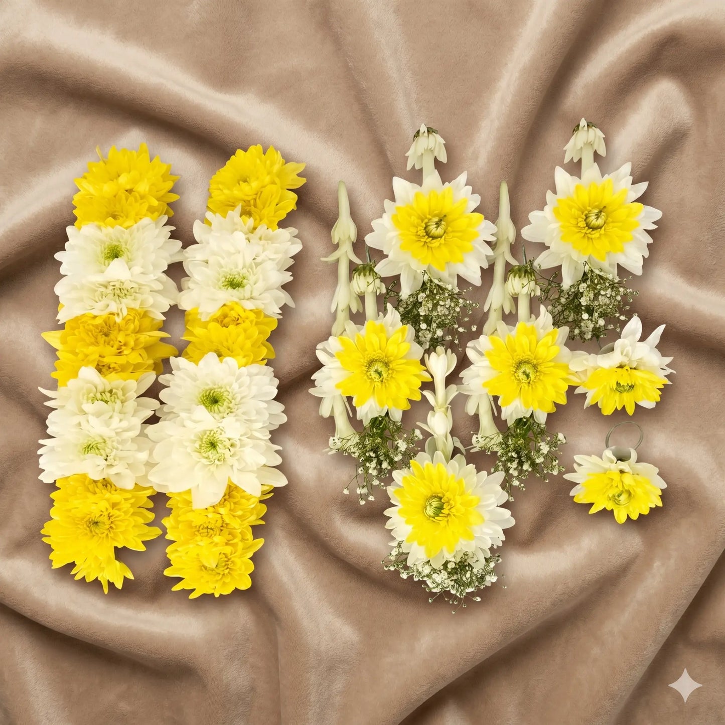 Cheerful Yellow & White Fresh Floral Bridal Jewelry Set