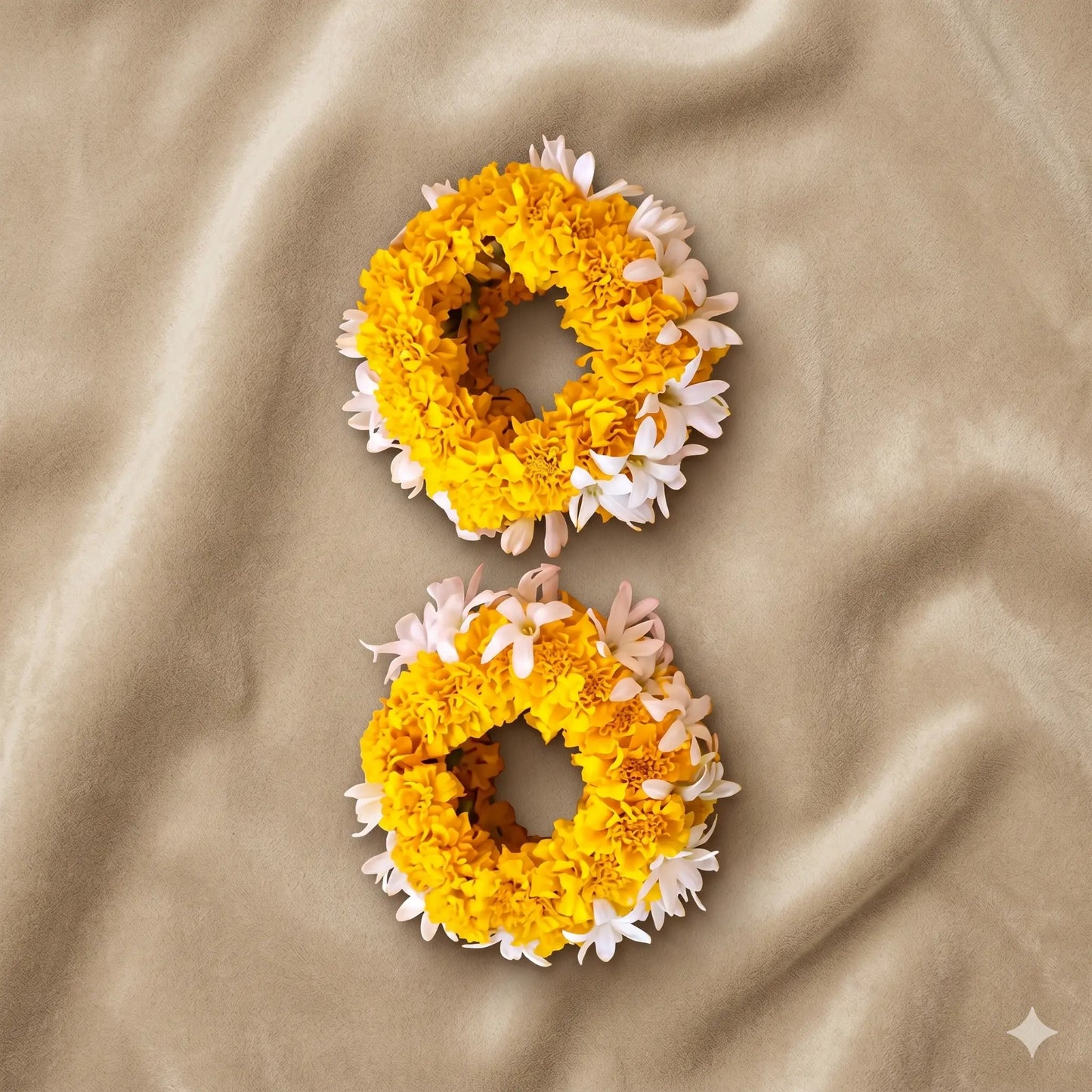 Vibrant Yellow Marigold & White Tuberose Floral Gajras