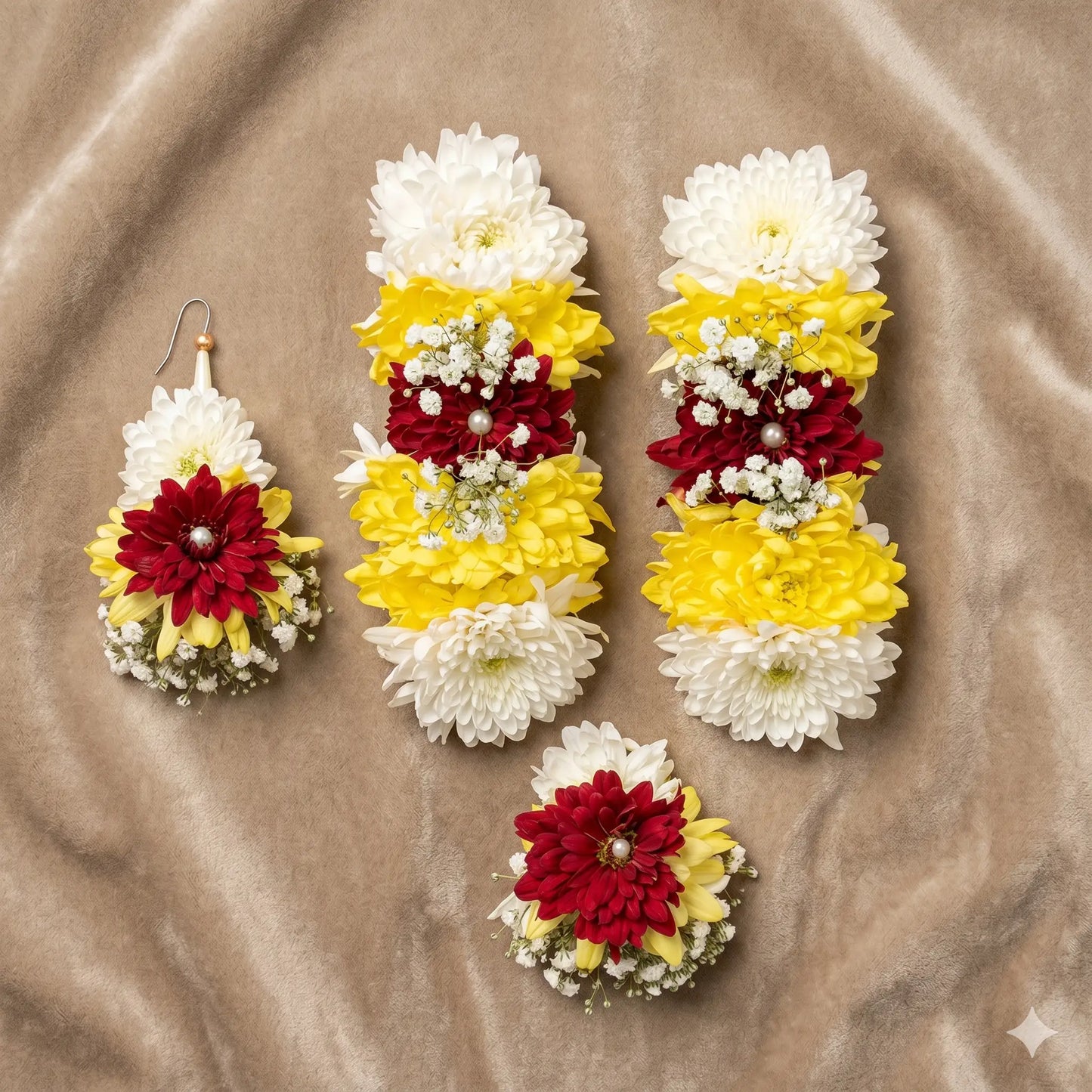 Elegant Magenta & White Fresh Floral Jewelry Set
