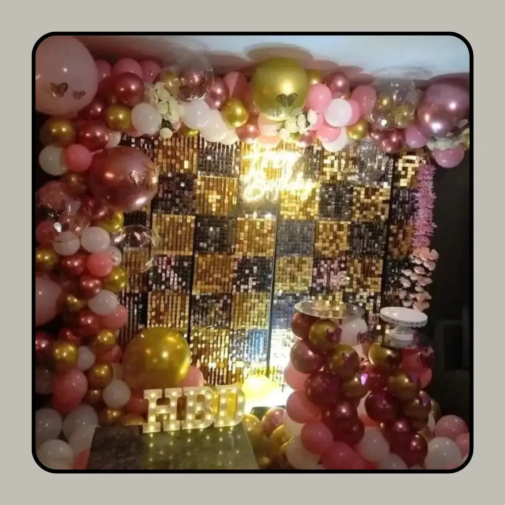 Golden Rose Shimmer & Neon Gala Setup