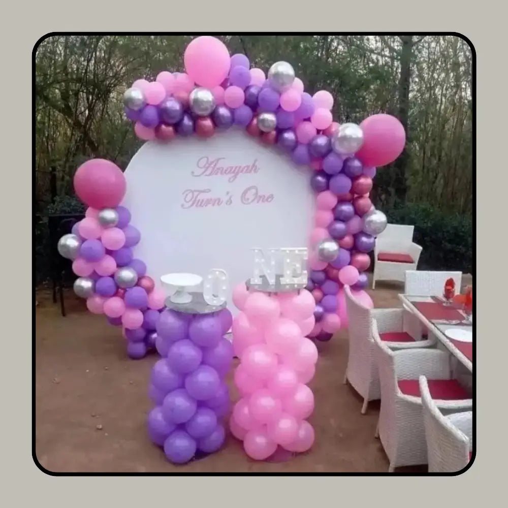 Whimsical Pastel Purple & Pink Circle Backdrop for Elegant Birthday Celebrations