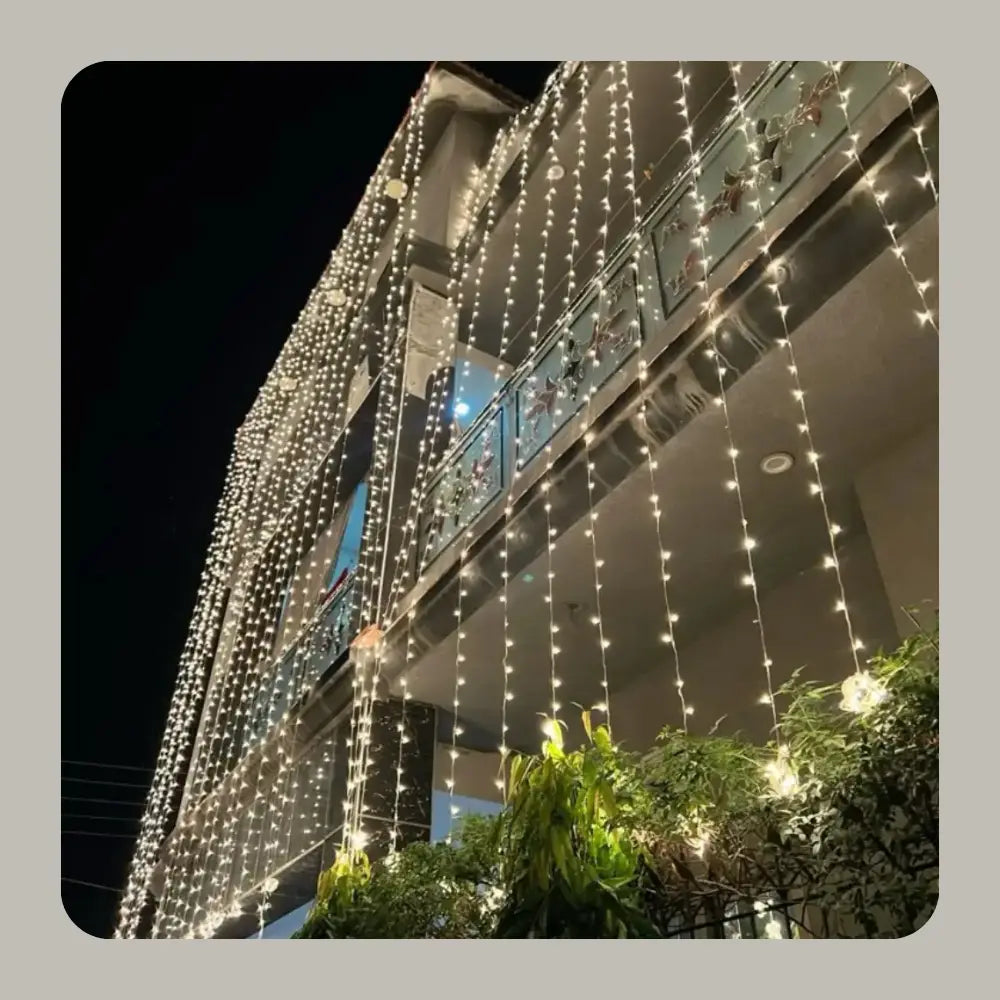 Traditional Shadi Mubarak Outdoor Home Lighting Decor with LED Curtains