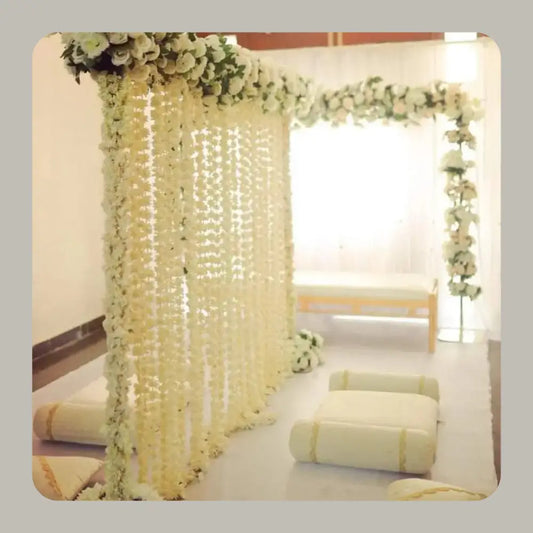 Traditional White Floral Parda Nikah Decor