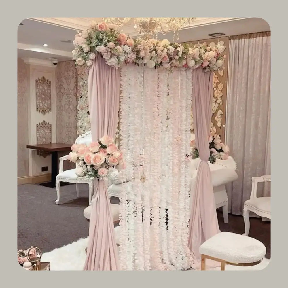 Soft Blush and Ivory Nikah Floral Partition