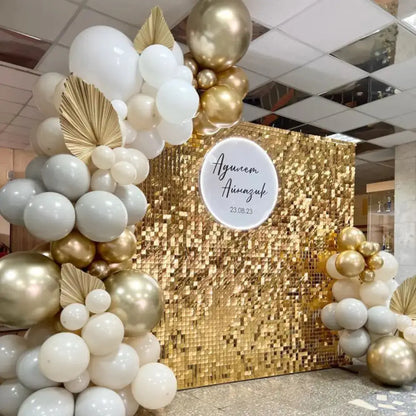Luxe Boho-Glam Shimmer Wall & Personalized Celebration Backdrop