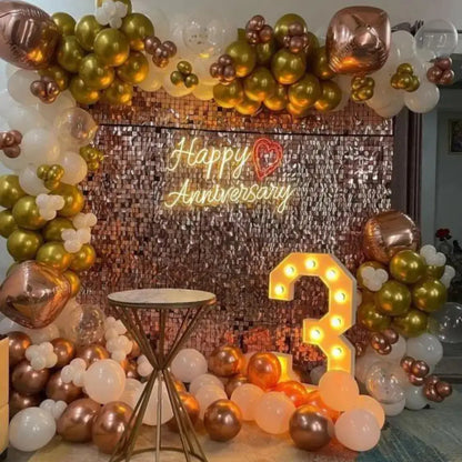 Rose Gold & Champagne Shimmer Milestone Backdrop Set