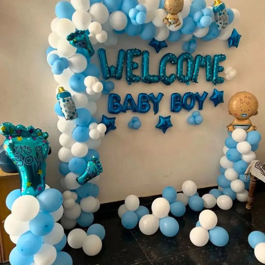 Luxury "It's a Boy" Welcome Home Decor | Premium Blue & Gold Newborn Celebration Suite