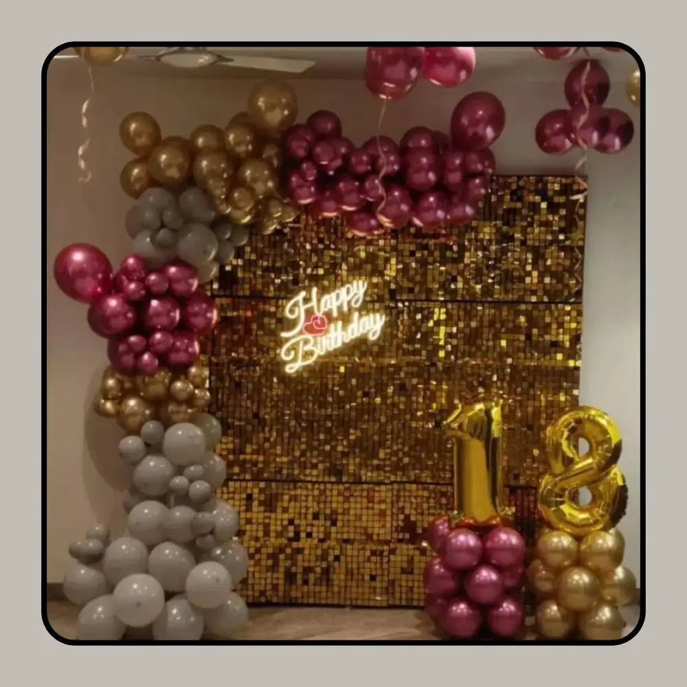 Glamorous Gold Shimmer Wall & 18th Birthday Celebration Set