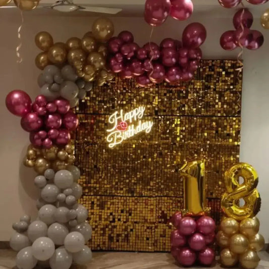 Glamorous Gold Shimmer Wall & 18th Birthday Celebration Set
