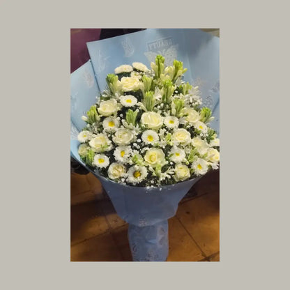 Cerulean Dream White Floral Bouquet