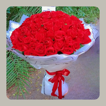 Signature 100 Red Rose Luxury Bouquet with Elegant Korean-Style Wrapping