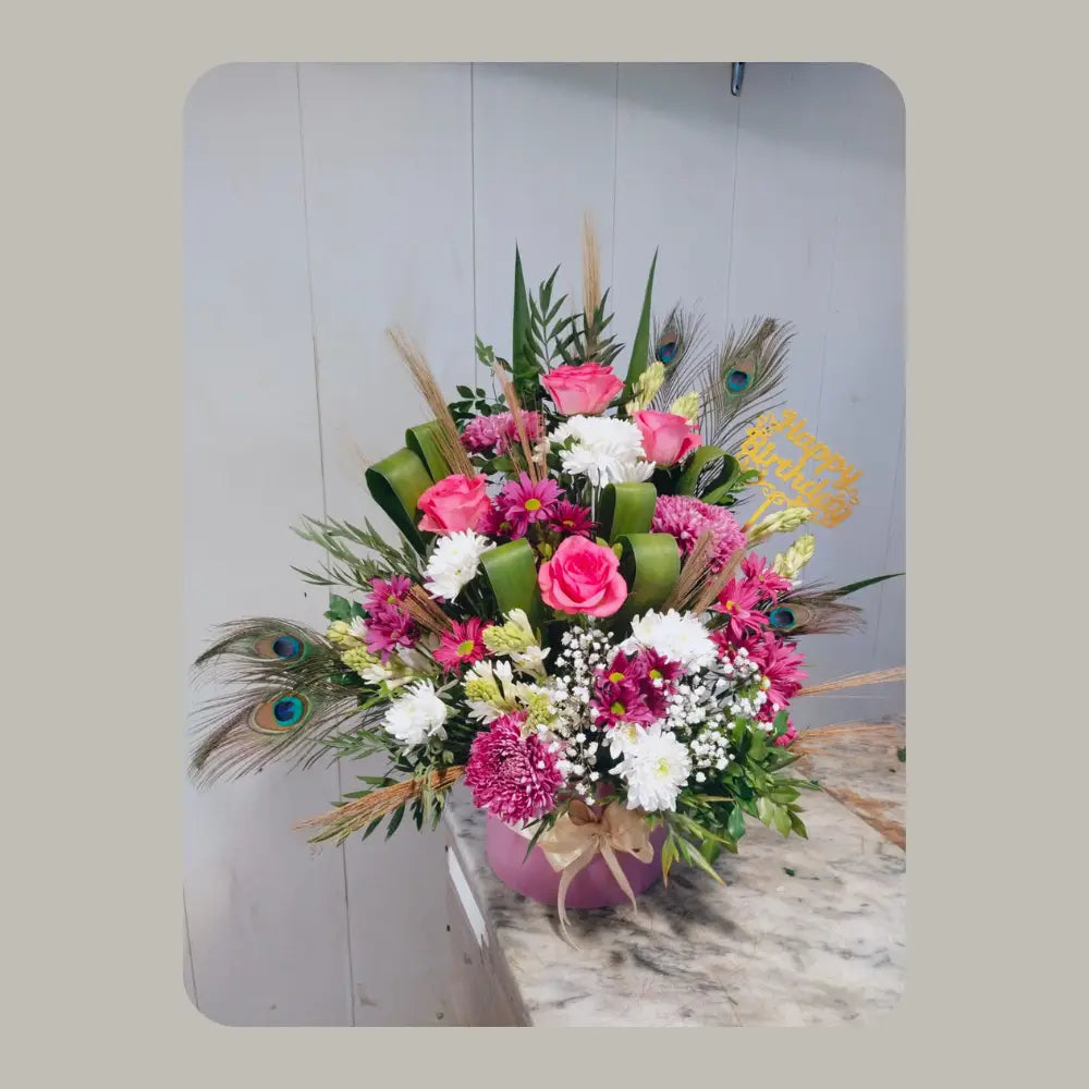Majestic Peacock Birthday Floral Box