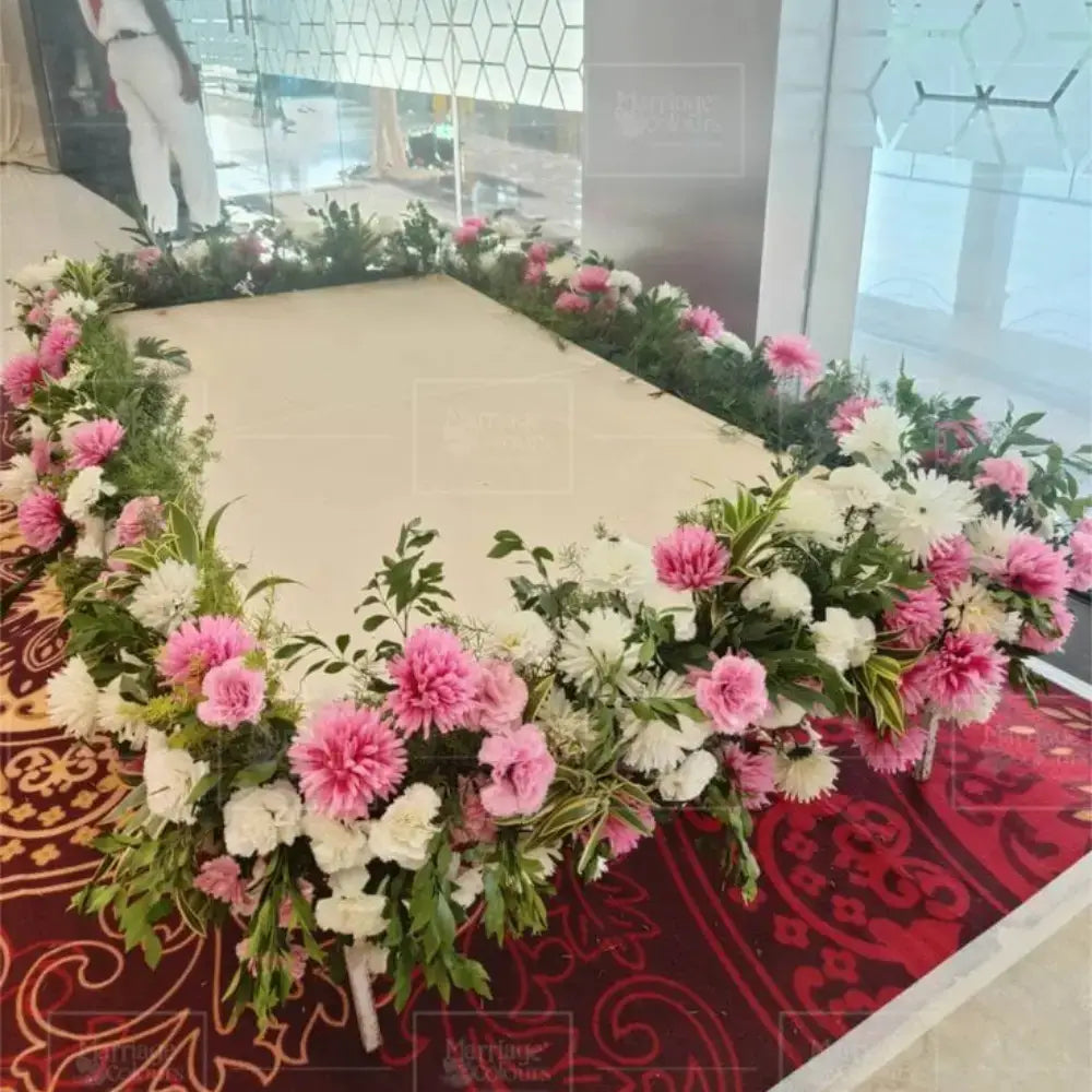 Elegant Pink and White Fresh Flower Phoolon ki Chadar for Bridal Entry