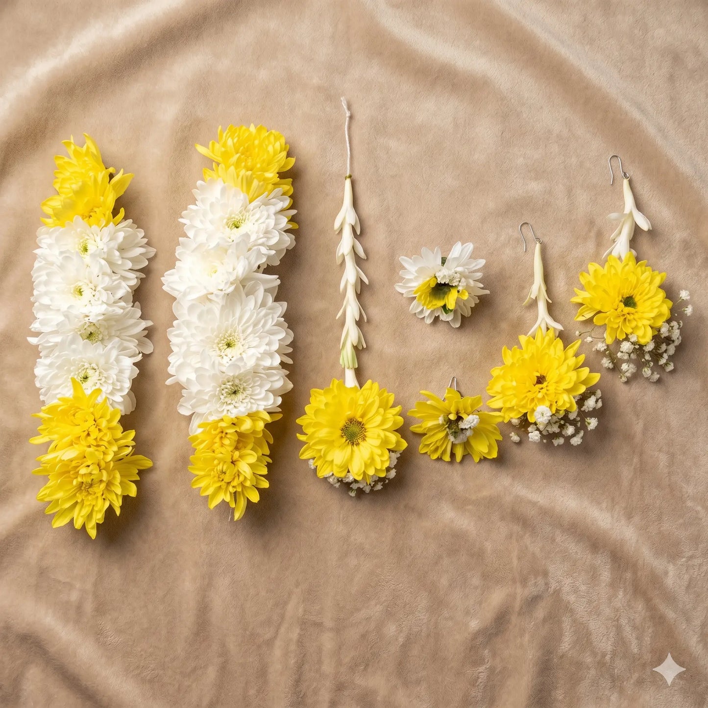 Fresh Yellow & White Bridal Flower Set for Mehndi