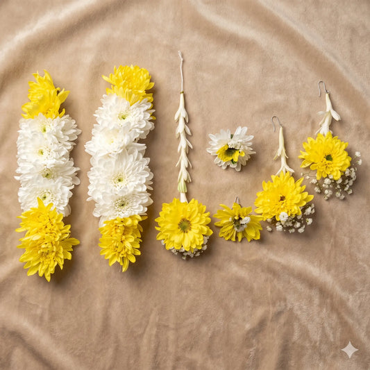 Fresh Yellow & White Bridal Flower Set for Mehndi