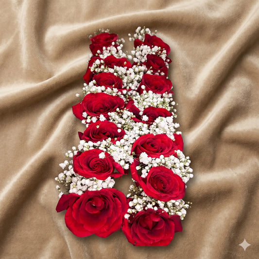 Romantic Red Rose & Baby's Breath Floral Gajra Set