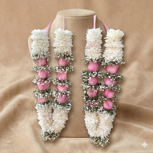 Handcrafted Wedding Garlands for Bride and Groom
