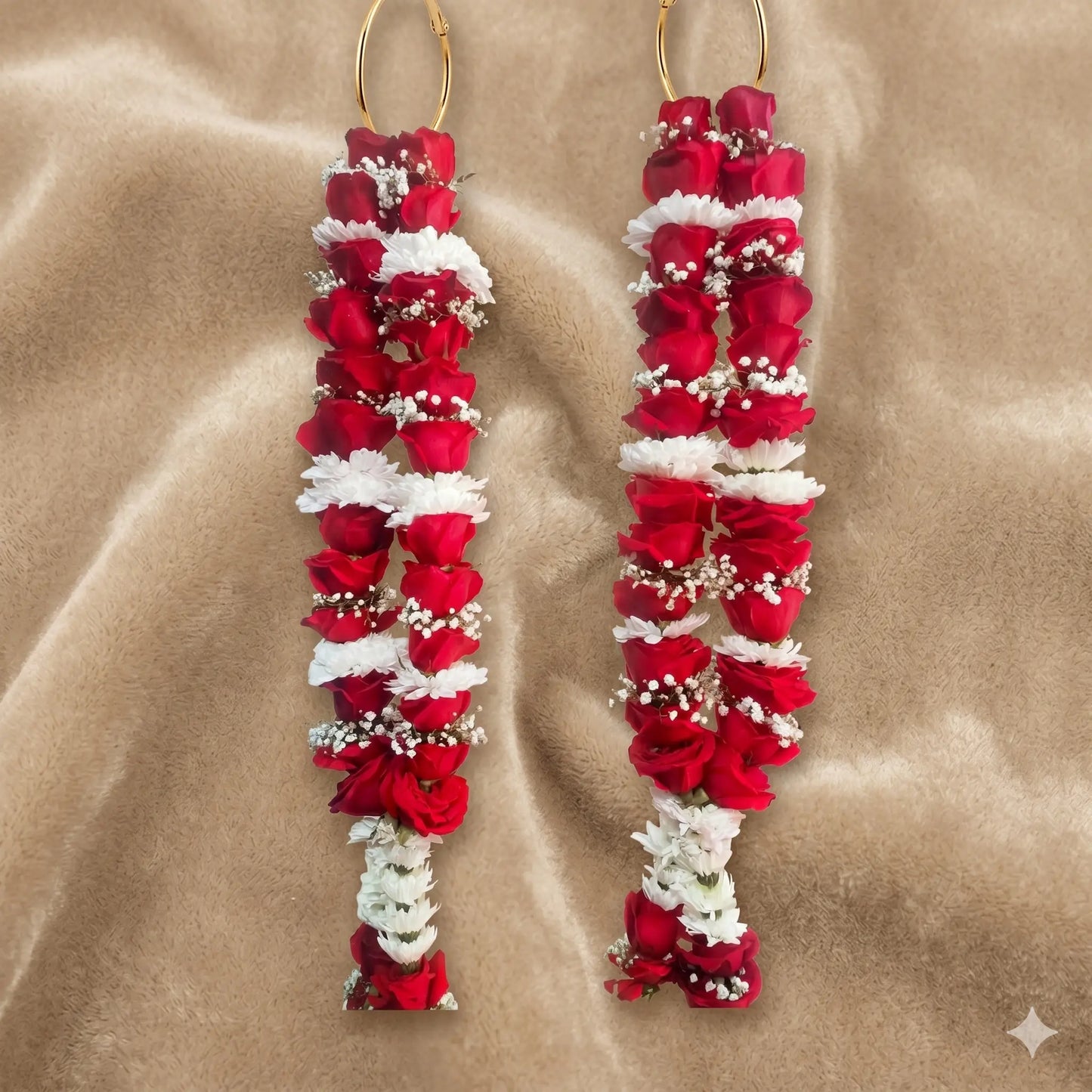 Elegant Red and White Bridal Garlands with Baby's Breath