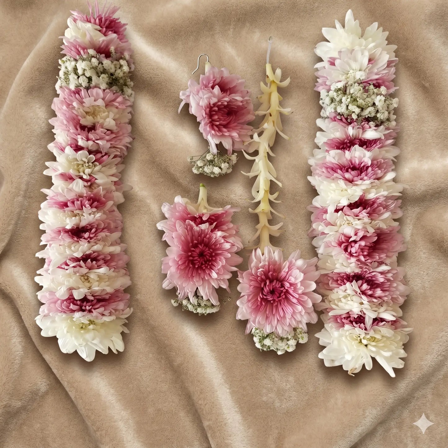 Soft Pink & White Floral Bridal Jewelry Set