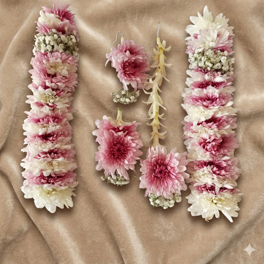 Soft Pink & White Floral Bridal Jewelry Set