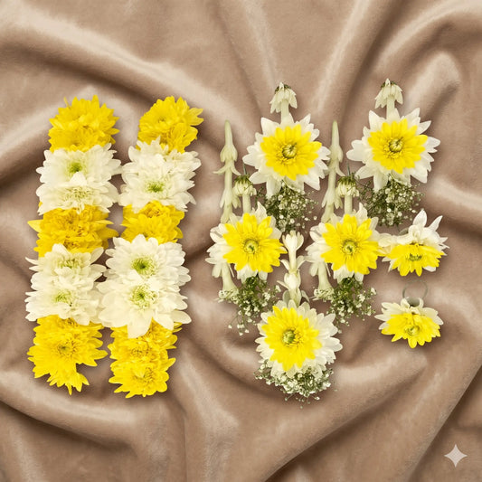 Cheerful Yellow & White Fresh Floral Bridal Jewelry Set