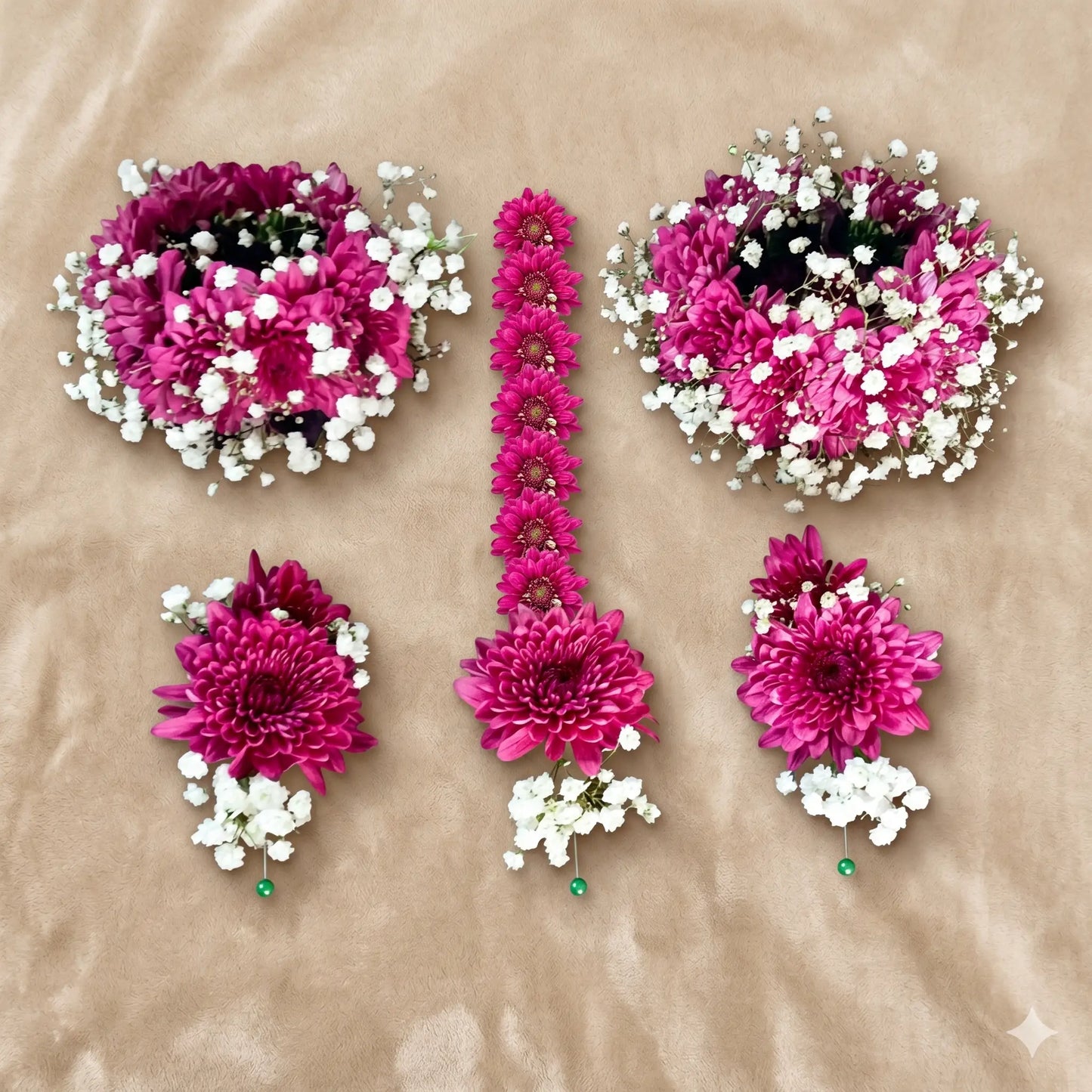 Vibrant Pink & Yellow Floral Bridal Jewelry Ensemble