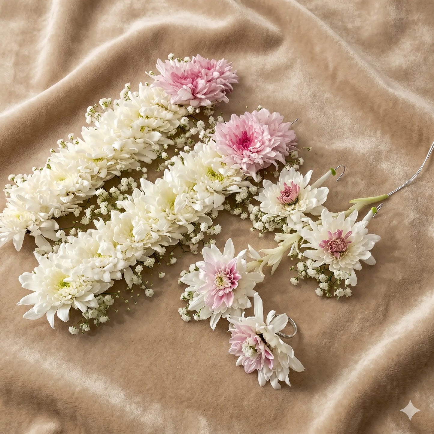Vibrant Pink & White Floral Jewelry Set