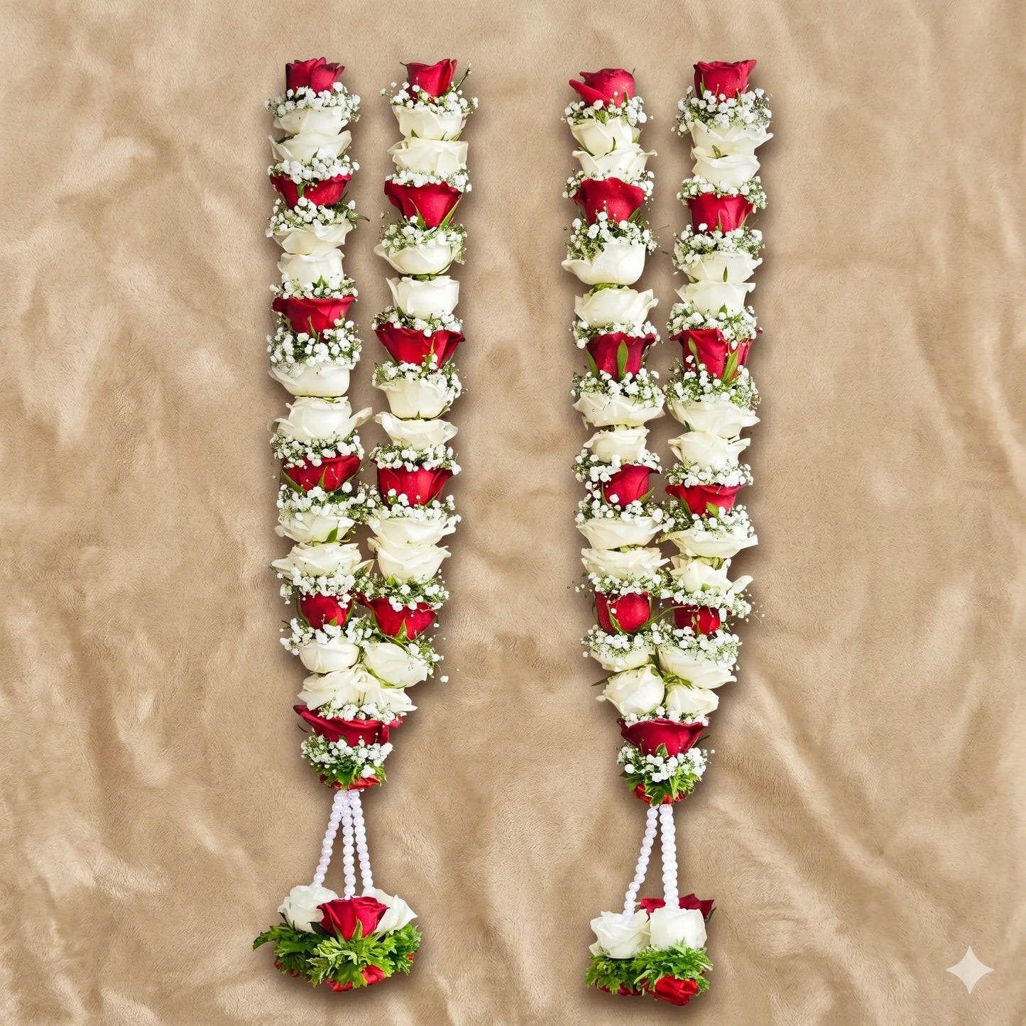 Traditional Fresh Rose Floral Garland Pair for Weddings