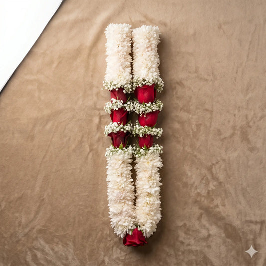 Elegant Red and White Fresh Floral Wedding Garland