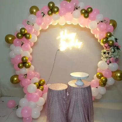 Pink & Gold Circle Balloon Arch - Elegant Birthday Decor