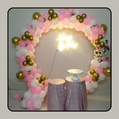 Pink & Gold Circle Balloon Arch - Elegant Birthday Decor