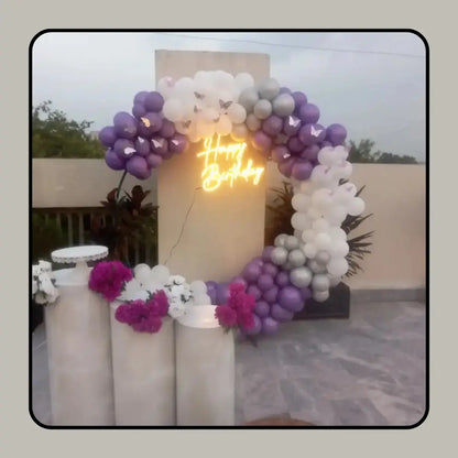 Enchanting Purple & Silver Butterfly Circle Arch for Elegant Birthday Celebrations