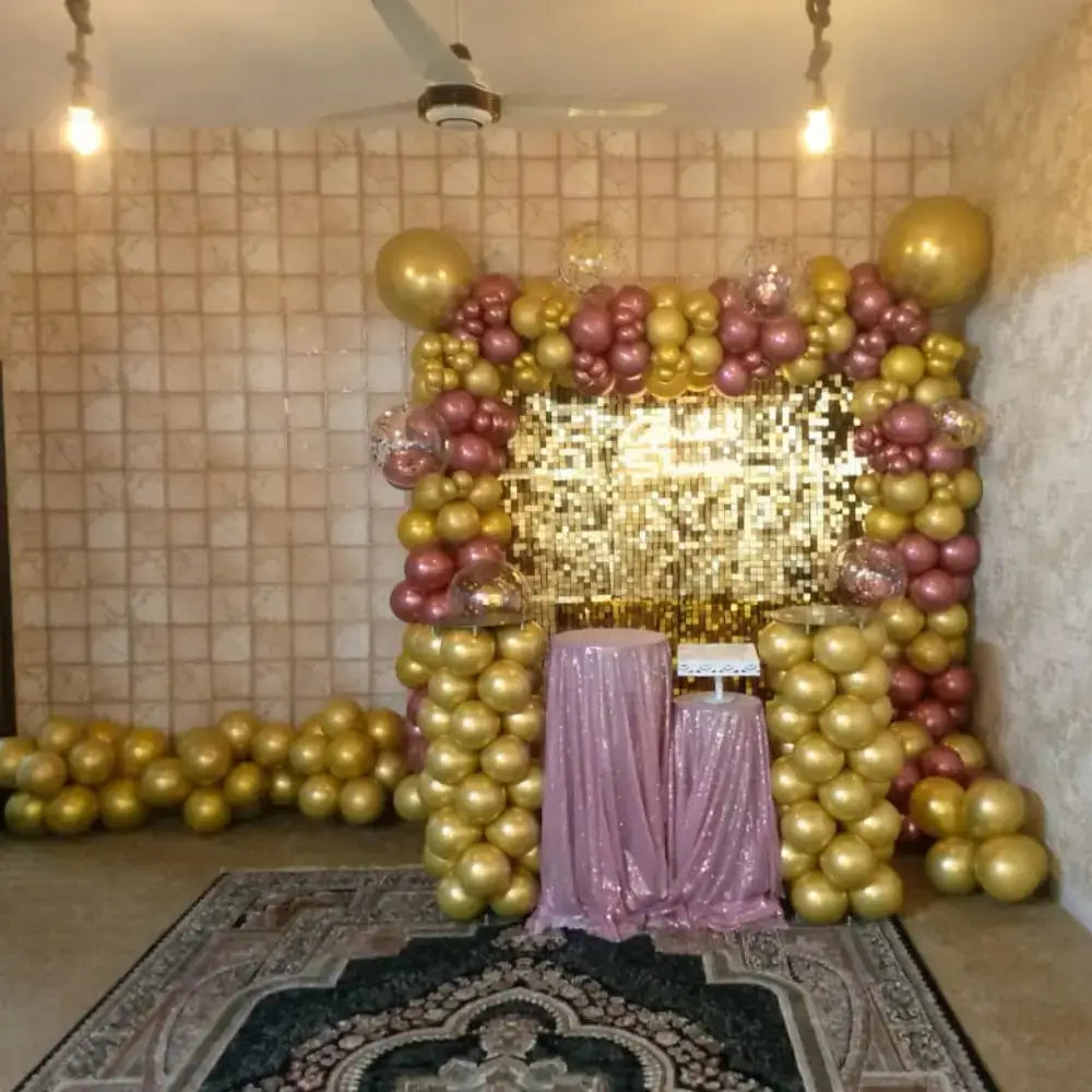 Golden Shimmer Sequin Backdrop - Glamour Birthday Decor