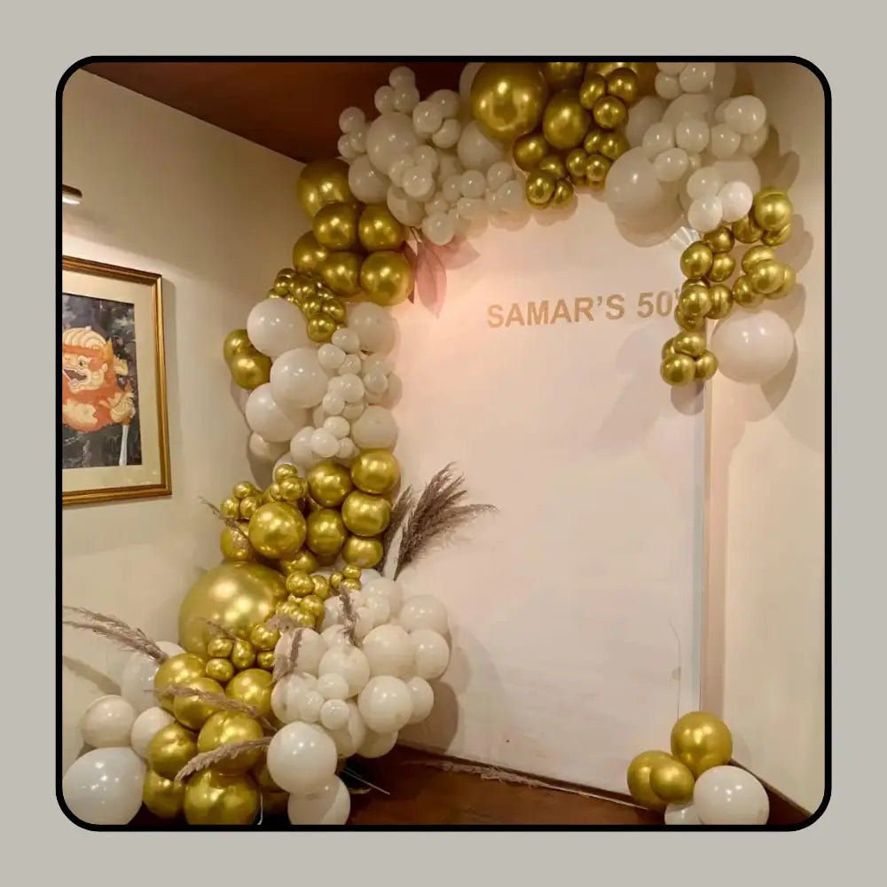 Pink & Gold Floral Circle Arch for Elegant Birthday Celebrations