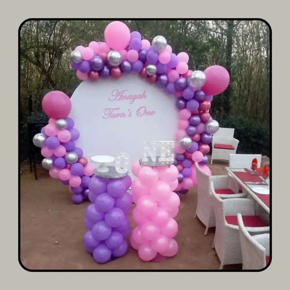 Personalized Purple & Silver Birthday Backdrop – Butterfly Theme Arch with Custom Photo Panel