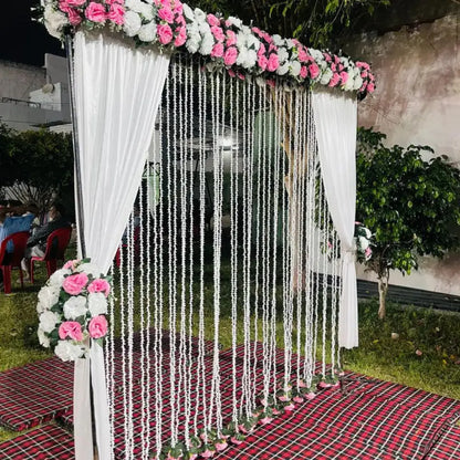 Elegant White and Pink Floral Nikah Backdrop Decor