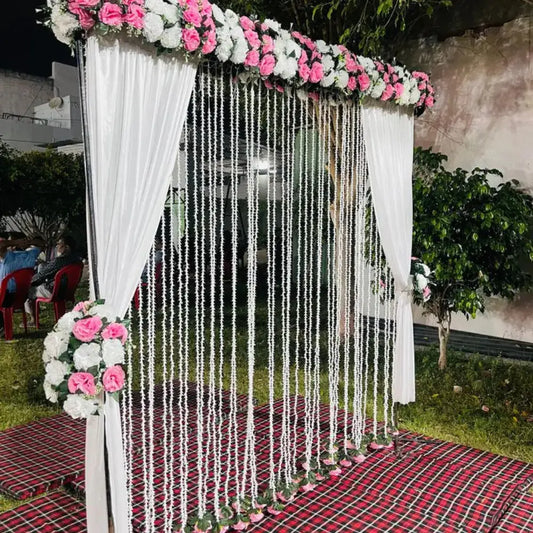 Elegant White and Pink Floral Nikah Backdrop Decor