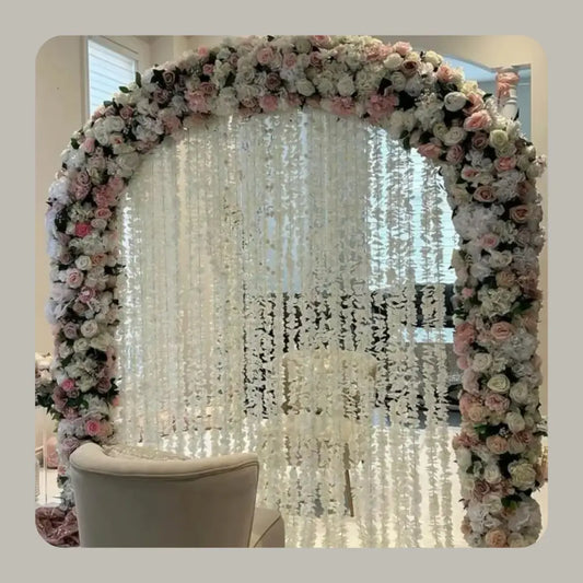 Romantic White and Blush Floral Arch Nikah Backdrop