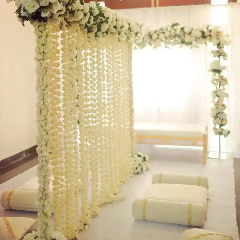 Traditional White Floral Parda Nikah Decor