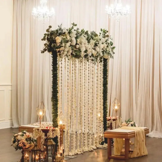 Luxury Green and White Nikah Stage with Geometric Accents