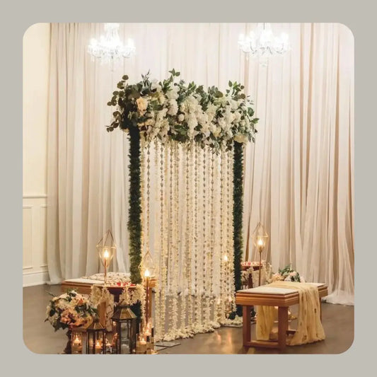 Luxury Green and White Nikah Stage with Geometric Accents