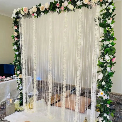 Botanical Framed Nikah Backdrop with Shimmering Strands