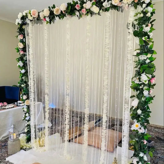 Botanical Framed Nikah Backdrop with Shimmering Strands