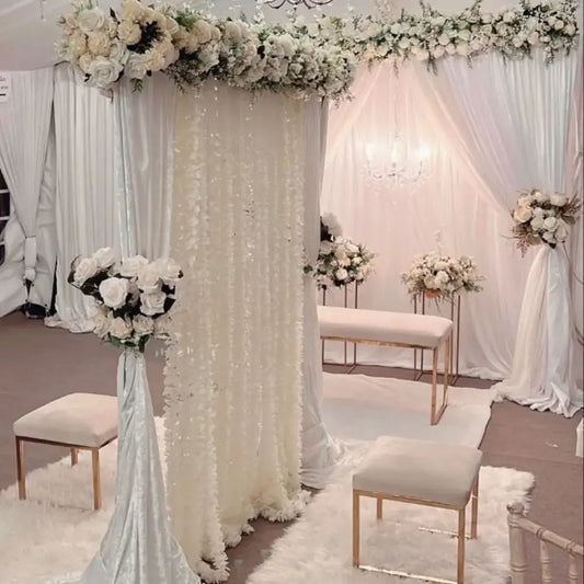 Elegant Pink and White Outdoor Nikah Backdrop