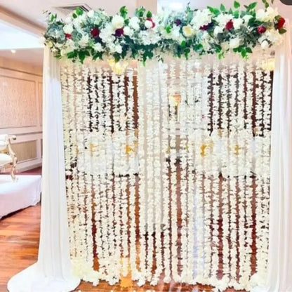 Enchanting White Floral Nikah Backdrop with Crimson Accents
