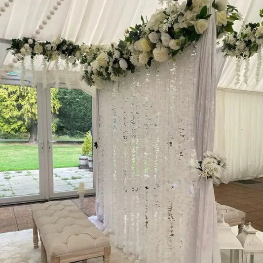 Serene All-White Premium Nikah Floral Backdrop for Elegant Celebrations